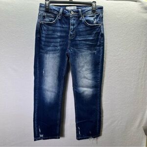KanCan Distressed Slim Straight Cropped Jeans Womens 27 Blue Denim Stretch 2718